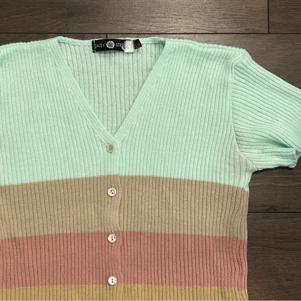 DAISY STREET Colorblock Ribbed Cardigan - Picture 2 of 2